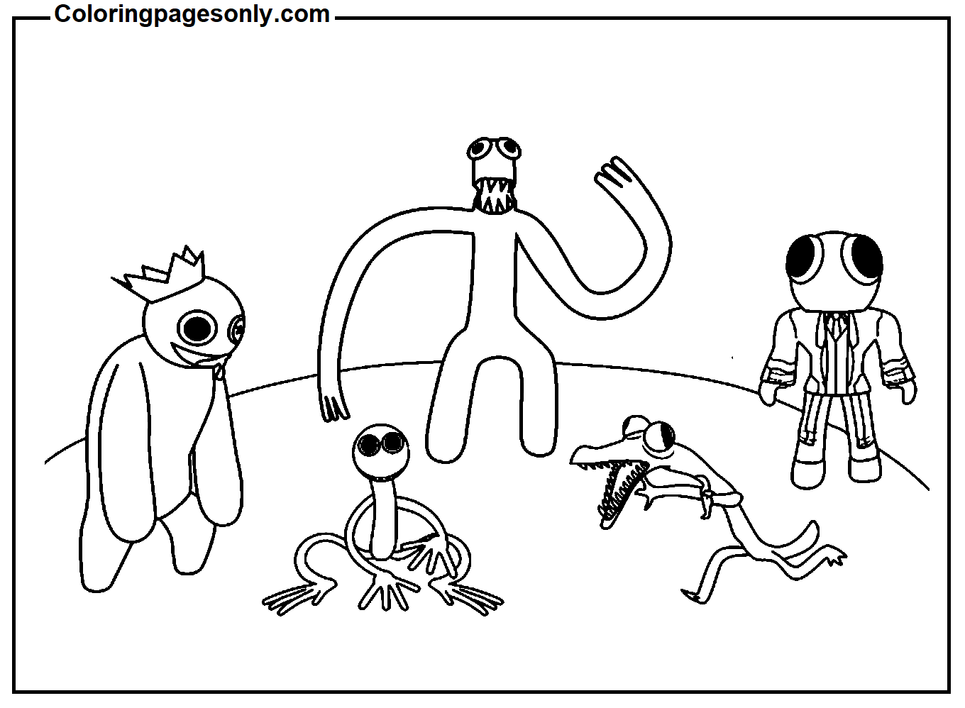 free rainbow friends coloring page