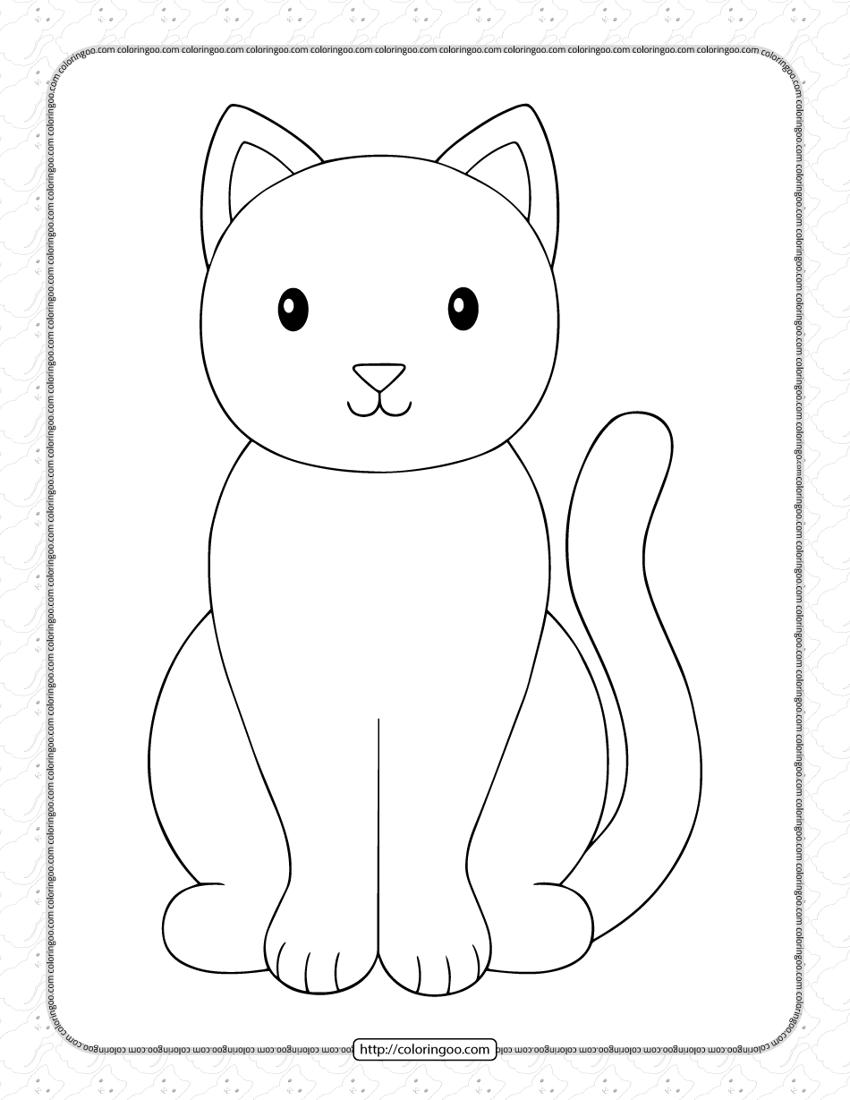 cat coloring page simple