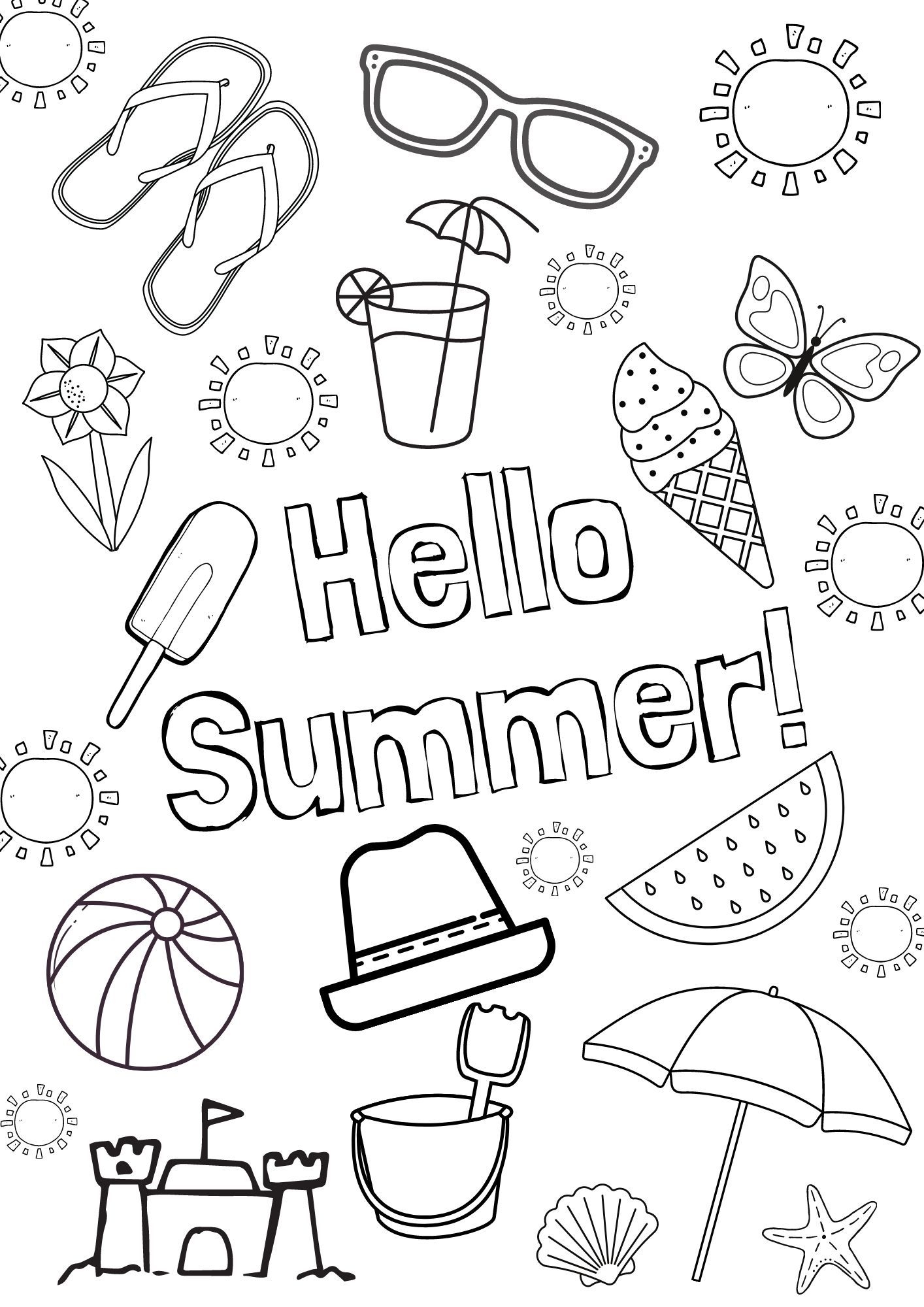 Printable Summer Color Pages