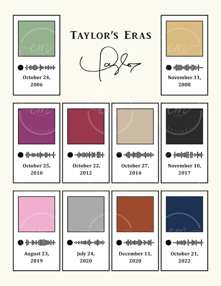 Taylor Swift color chart