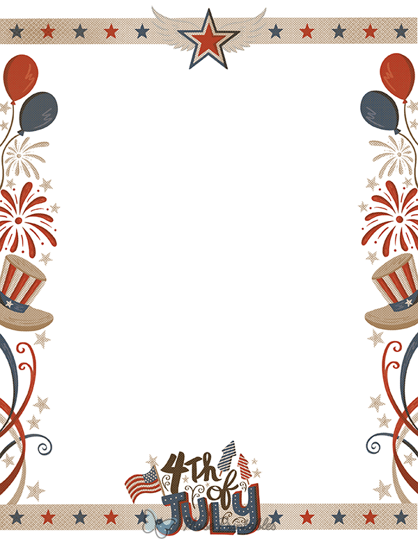 Printable Vintage Fourth Of July Page Border Printable Vintage Fourth Of July Page Border