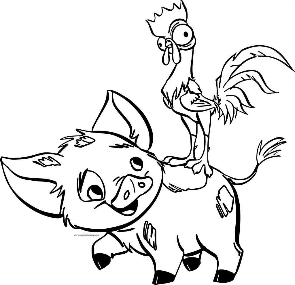 Pua Heihei Happy Coloring Page Wecoloringpage
