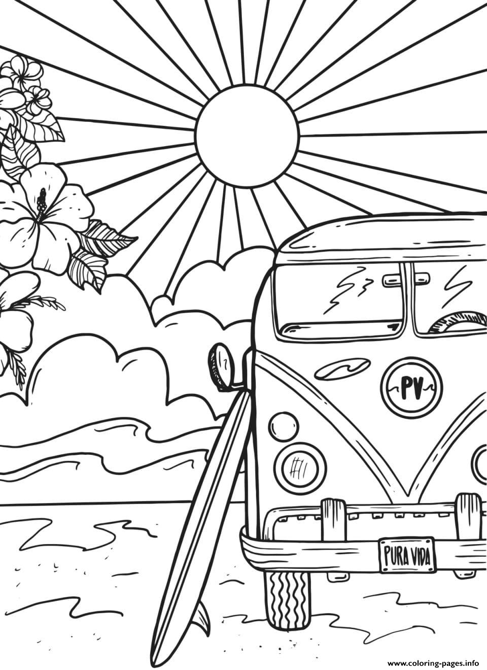 Pura Vida Girl Aesthetic Coloring Page Printable