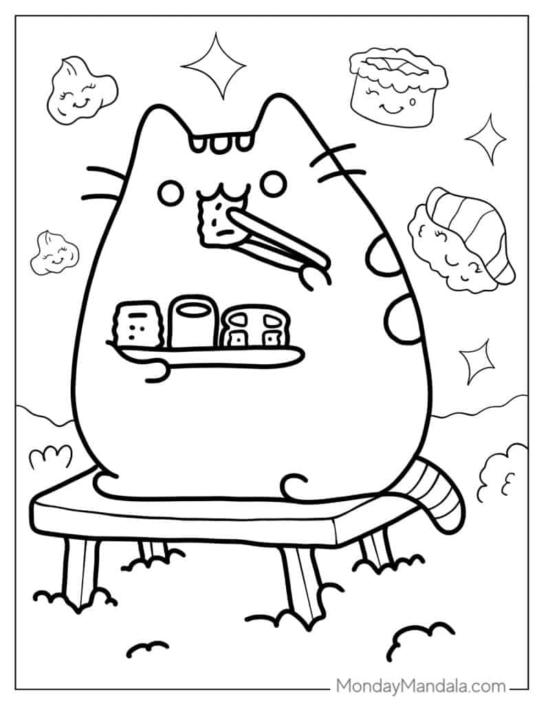 Pusheen Coloring Page Free PDF Printables Coloring Home