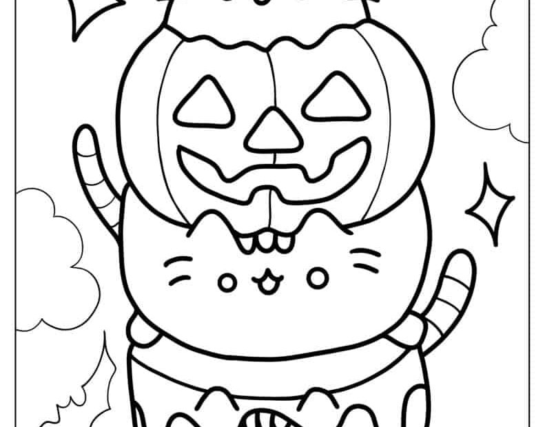 Pusheen Halloween Coloring Pages Coloring Nation