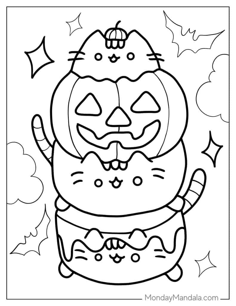 Pusheen Halloween Coloring Pages Coloring Nation