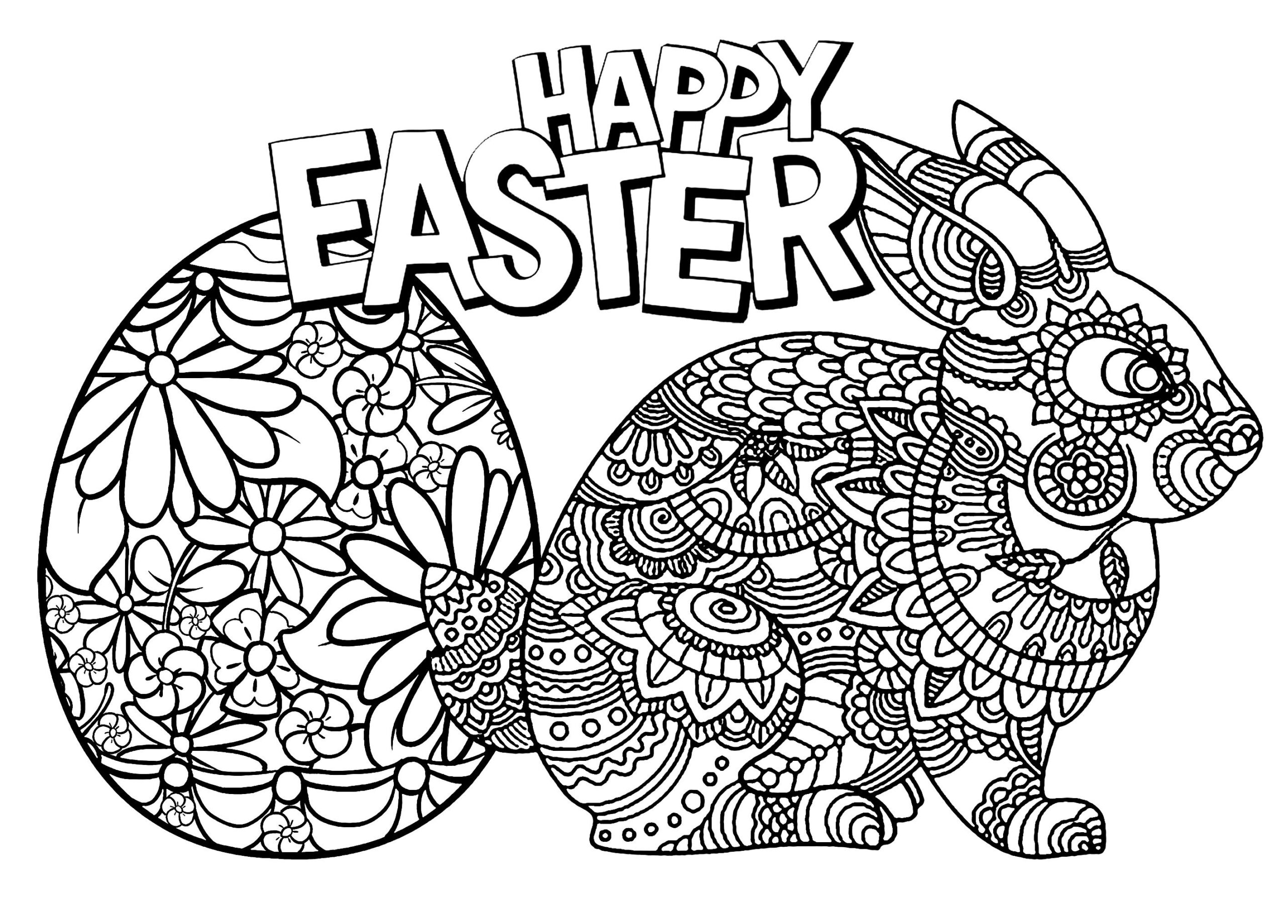 rabbit coloring pages for adults