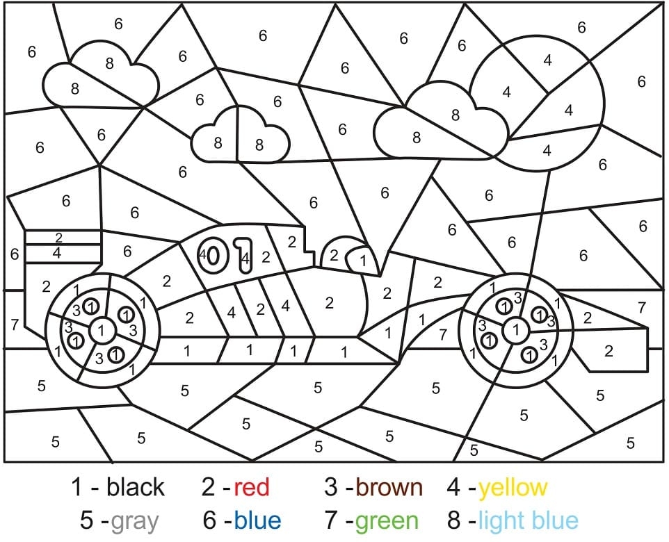 Race Car Color By Number
