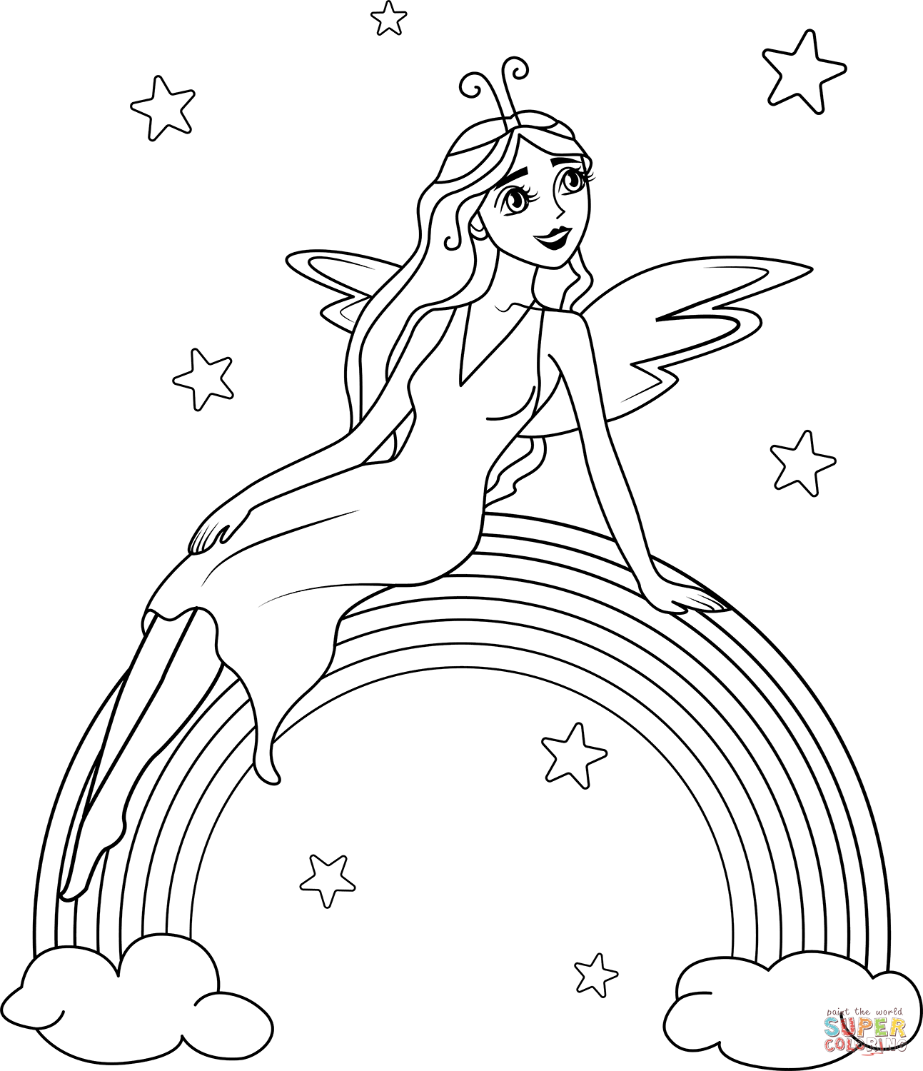 Rainbow Fairy Coloring Pages Coloring Home Rainbow Fairy Coloring Pages Coloring Home