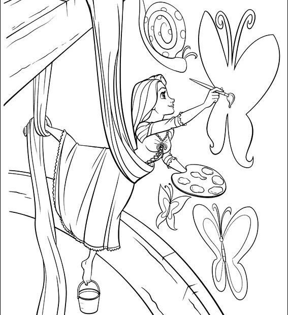 Rapunzel Painting Coloring Page Free Printable Coloring Pages For Kids