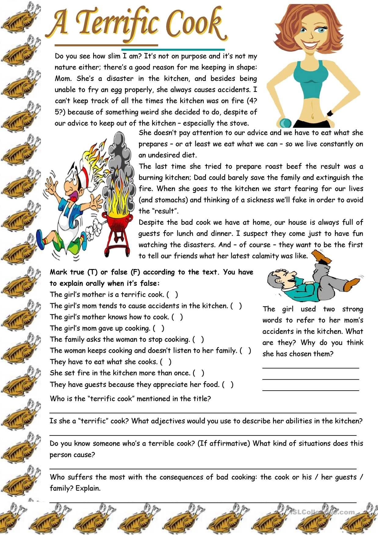 Reading Comprehension For Adults Free Worksheets Printable PDF Template