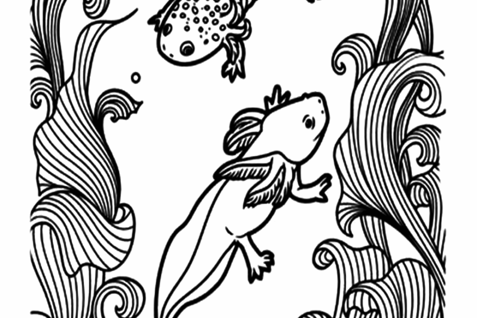 Realistic Axolotl Coloring Page Free Printable Coloring Pages
