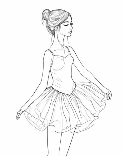 Realistic Ballerina Coloring Pages For Kids