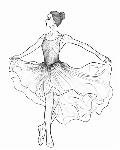 Realistic Ballerina Coloring Pages For Kids