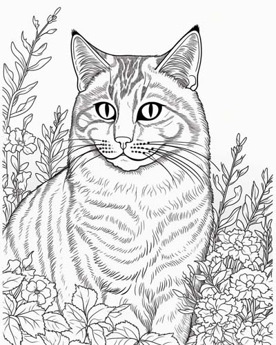 Realistic Cats Coloring Pages