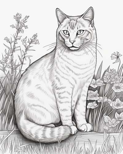 Realistic Cats Coloring Pages