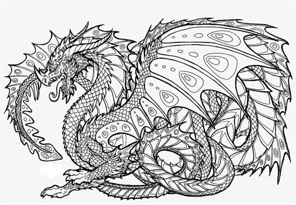 Realistic Dragon Coloring Page