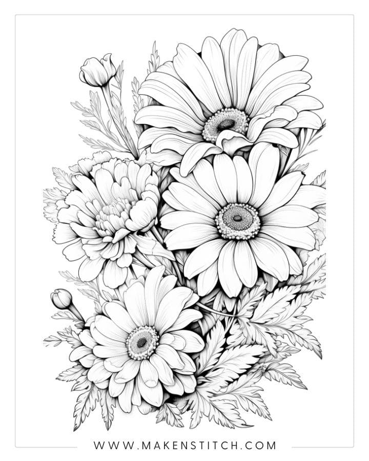 Realistic Flower Coloring Pages Best Flower Site