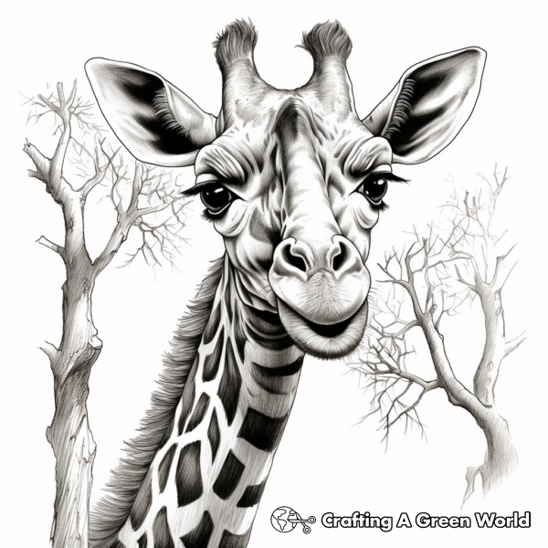 Realistic Giraffe Coloring Pages Free Printable 