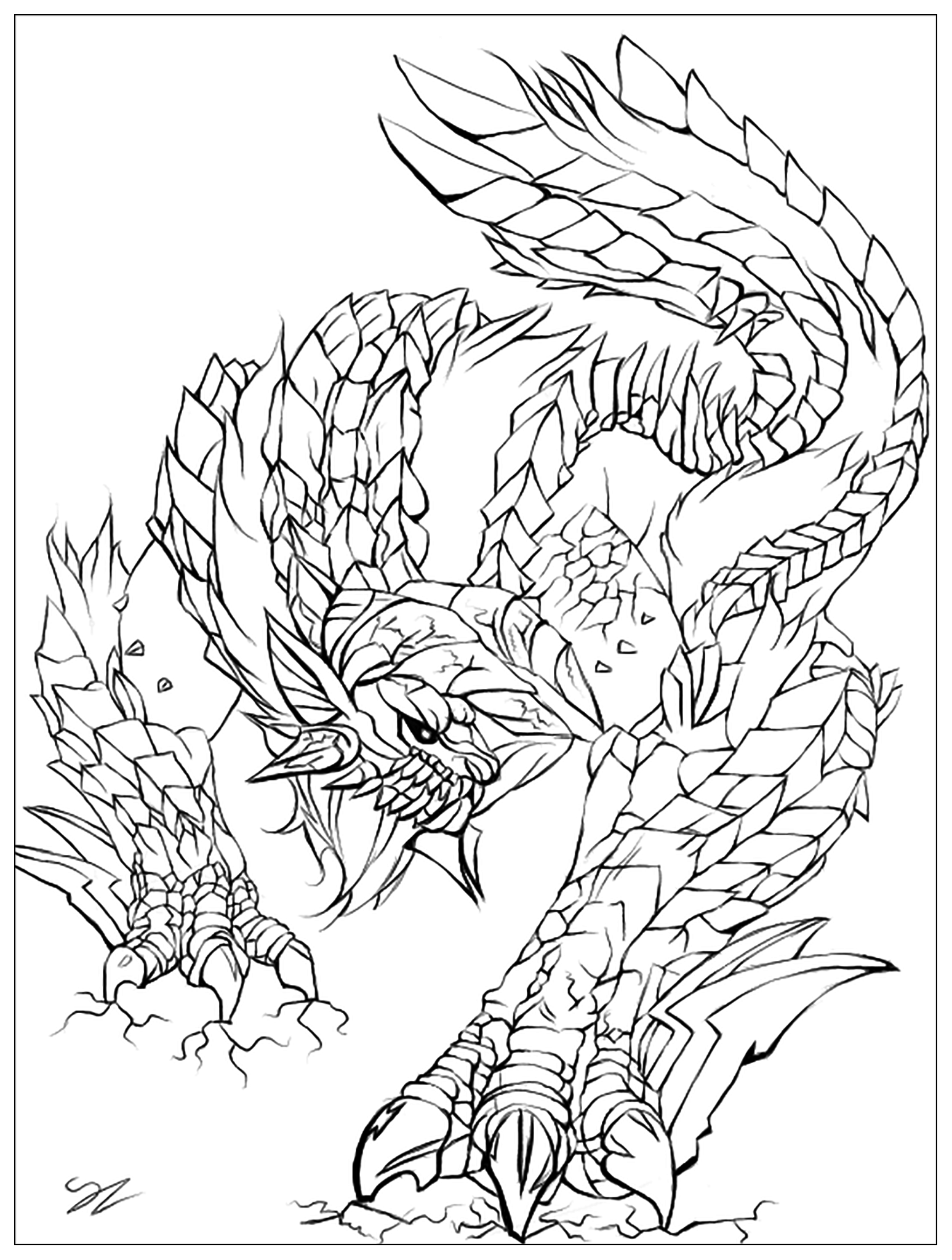 realistic monster coloring pages