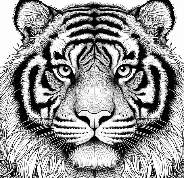 Realistic Tiger Coloring Page Free PDF Printable