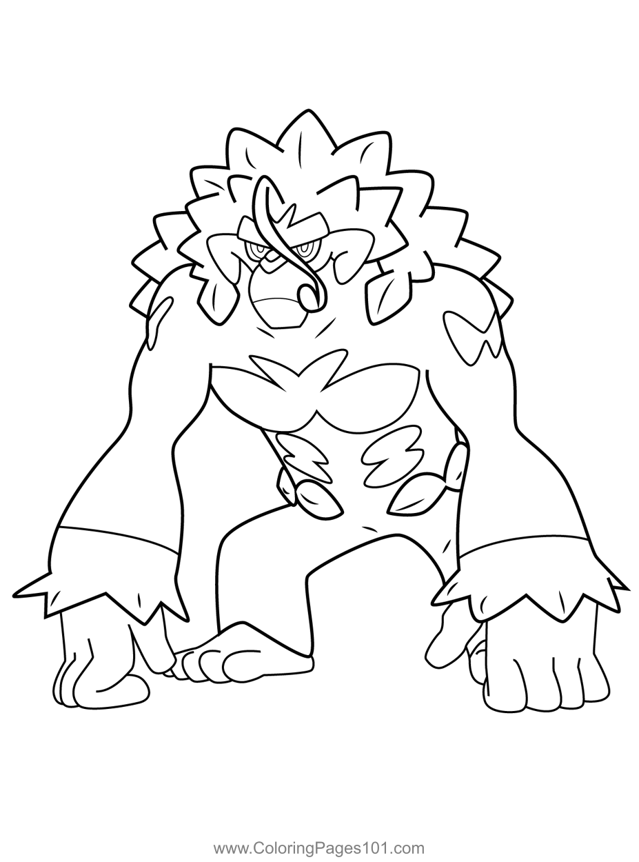 Rillaboom Pokemon Coloring Page For Kids Free Pokemon Printable 