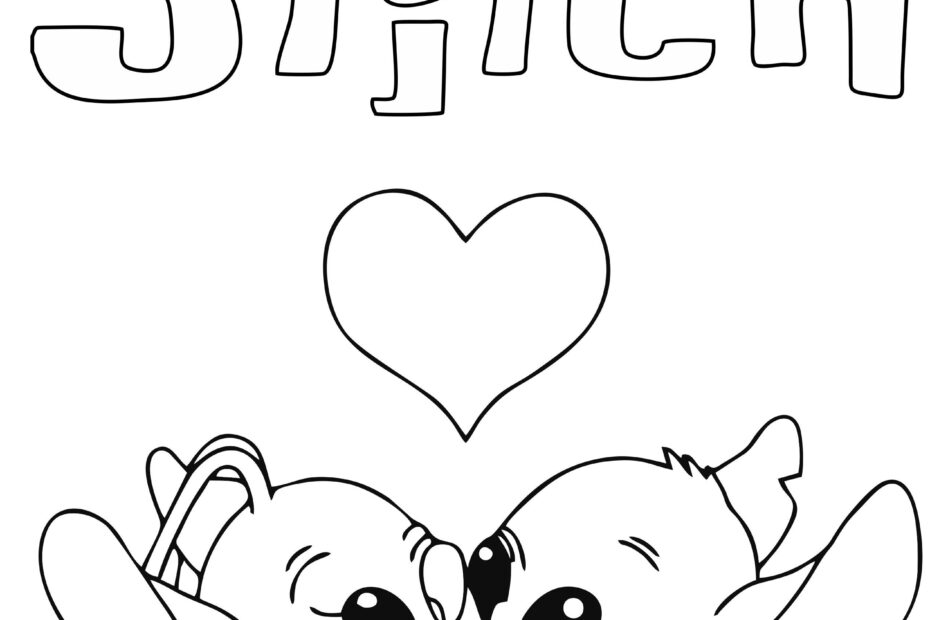 Romantic Stitch And Angel Coloring Pages
