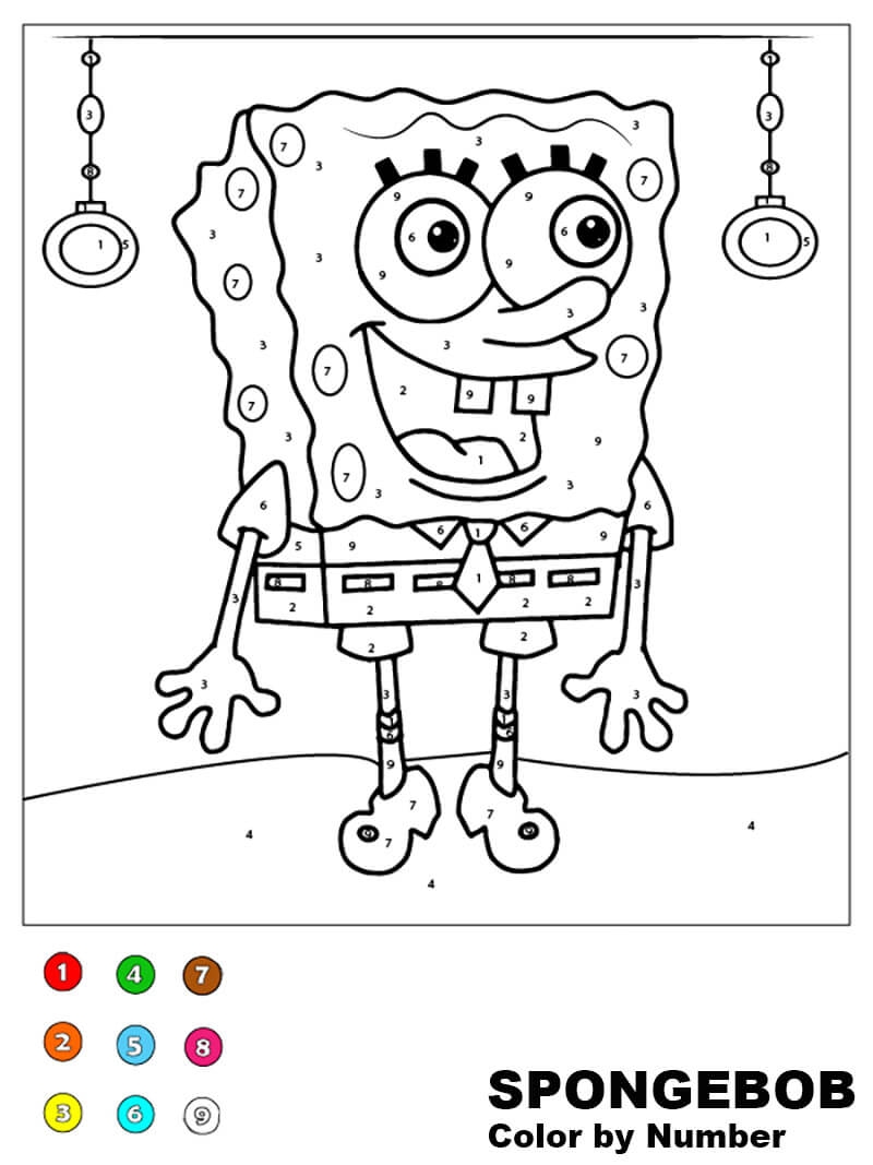 Running Spongebob Color By Number Coloring Pages Bilarasa