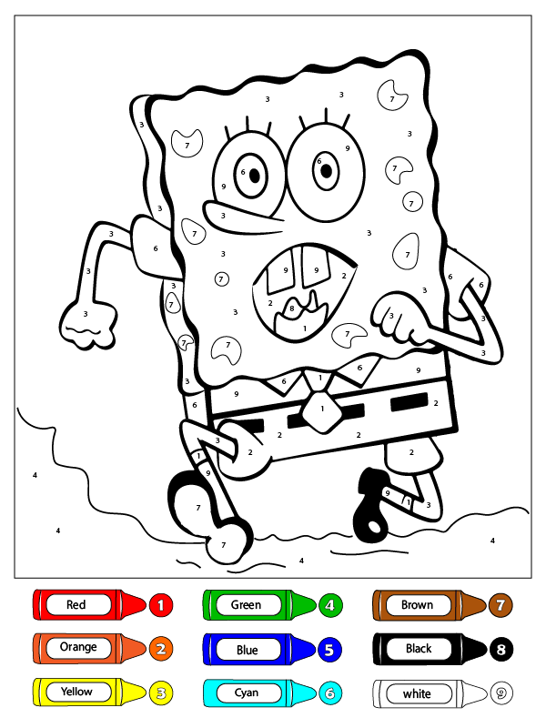 spongebob color by number printables