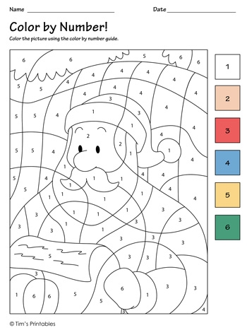 Santa Claus Color By Number Printable Tim 39 s Printables