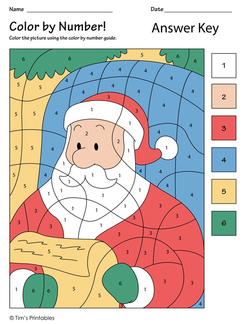 Santa Claus Color By Number Printable Tim 39 s Printables