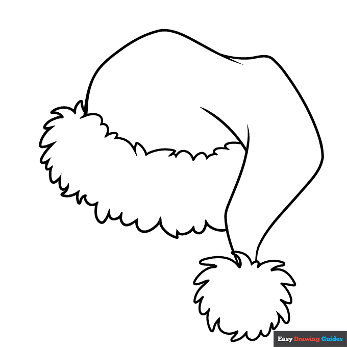 Santa Hat Coloring Page Easy Drawing Guides