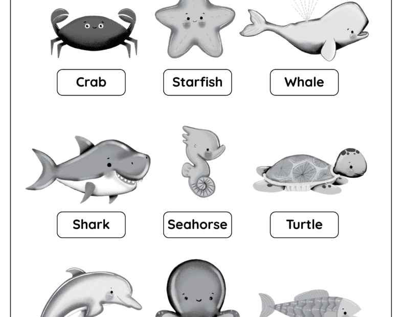 Sea Animals Free Worksheet SKOOLGO