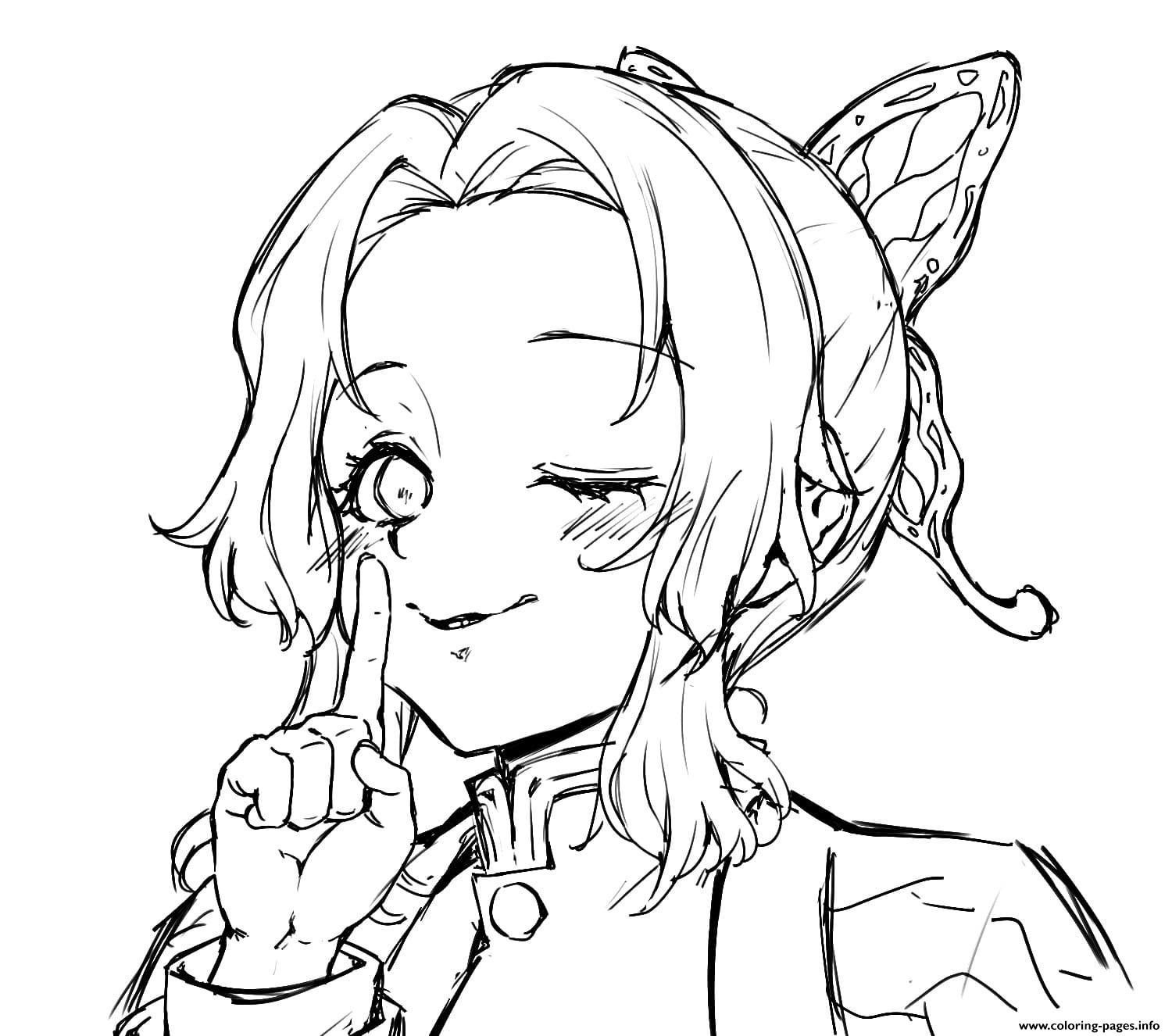 Shinobu Kocho Demon Slayer Coloring Page Printable Shinobu Kocho Demon Slayer Coloring Page Printable