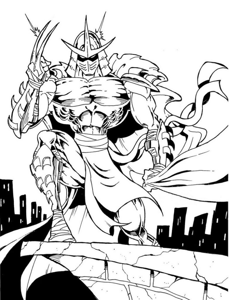 Shredder Enemy From Tmnt Coloring And Sketch Drawing Page