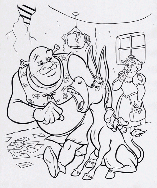 Shrek Fiona And Donkey Printable Coloring Pages