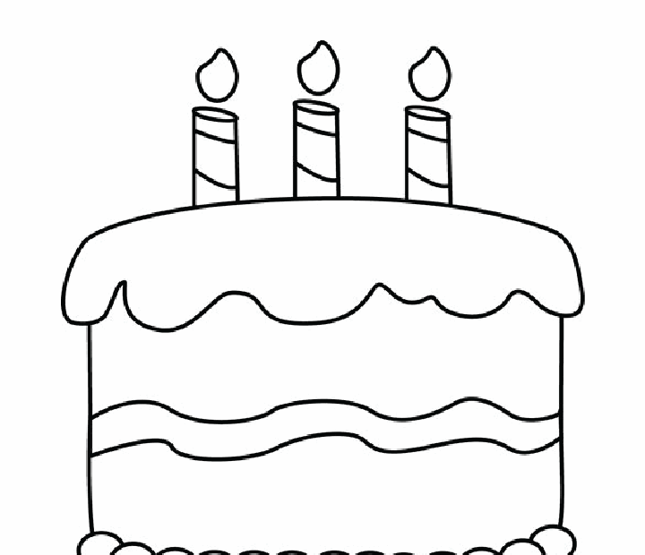 Simple Birthday Cake Coloring Page
