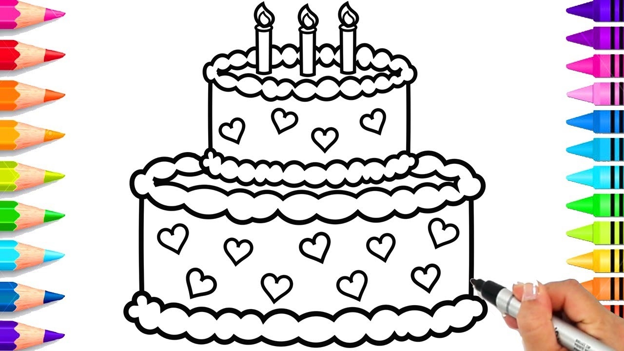 Simple Birthday Cake Coloring Page