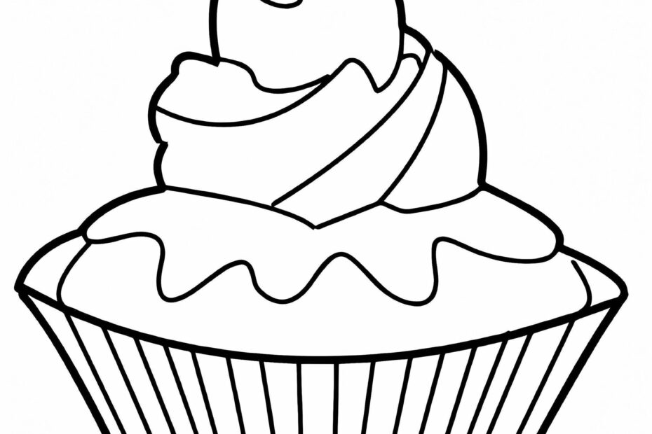 Simple Cupcake Coloring Page