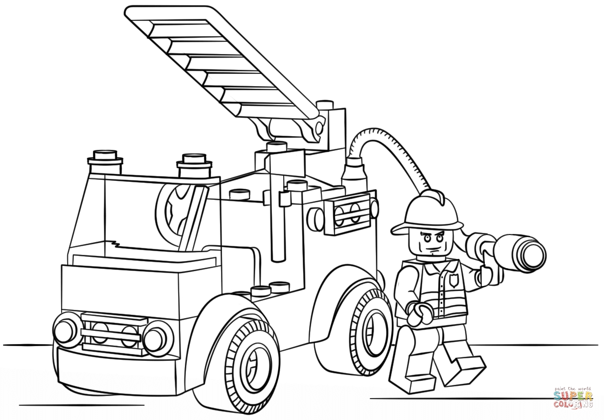 simple fire truck coloring page