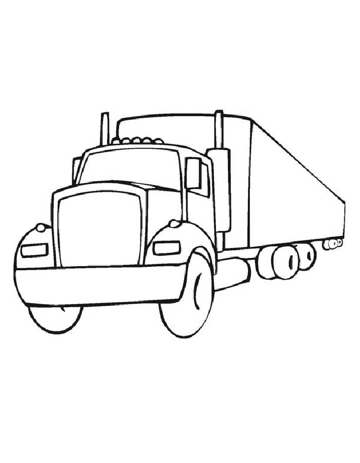Simple Semi Truck Printable Coloring Page