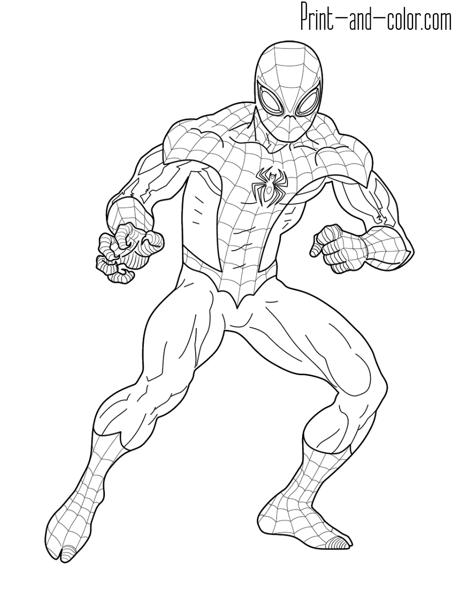 spider-man color pages printable