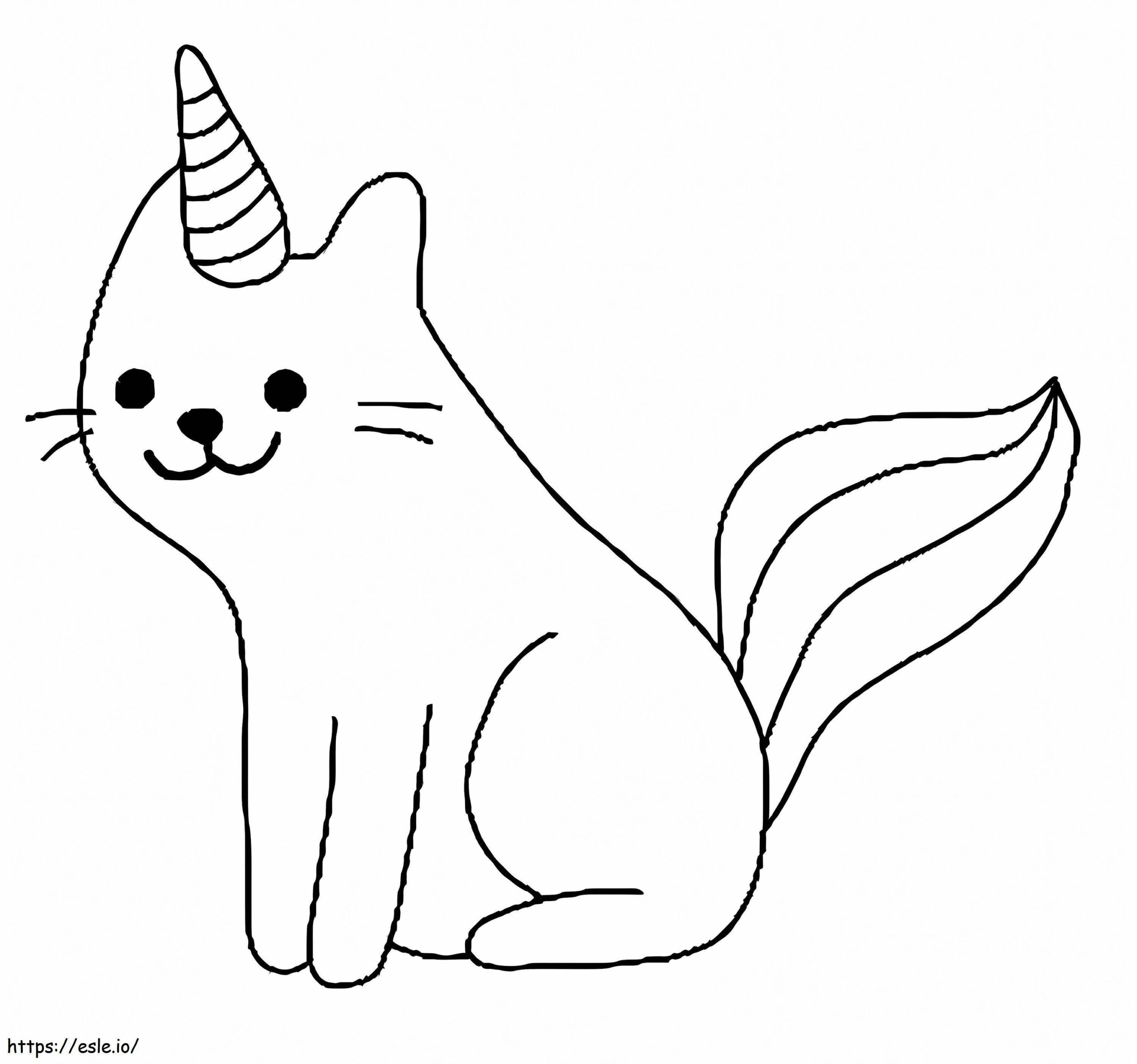Simple Unicorn Cat Coloring Page