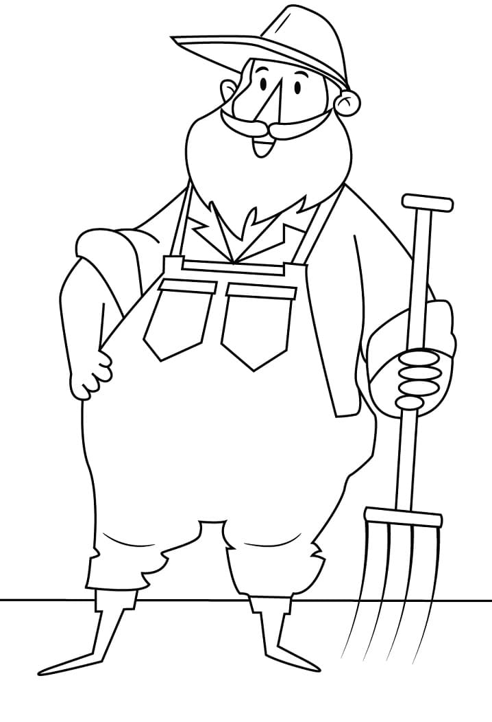 Smiling Farmer Coloring Page Free Printable Coloring Pages For Kids