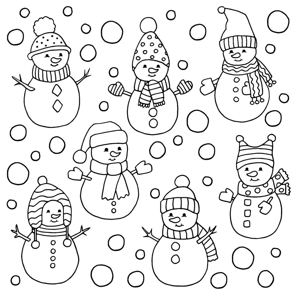 Snowman Coloring Pages For Kids Adults 10 Printable Coloring Pages 