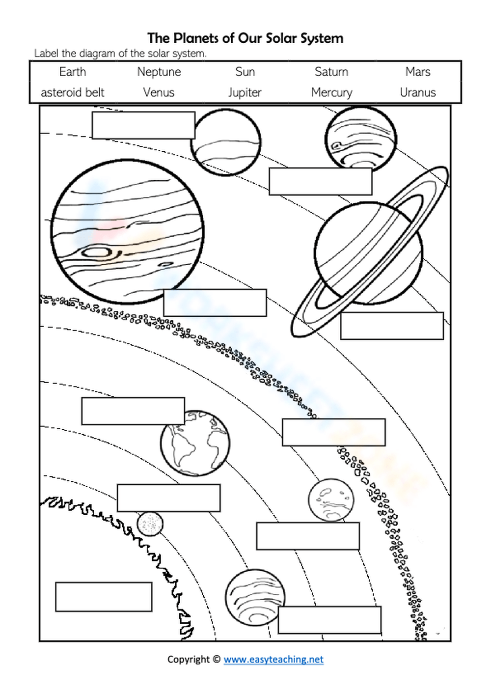 free printable solar system worksheets