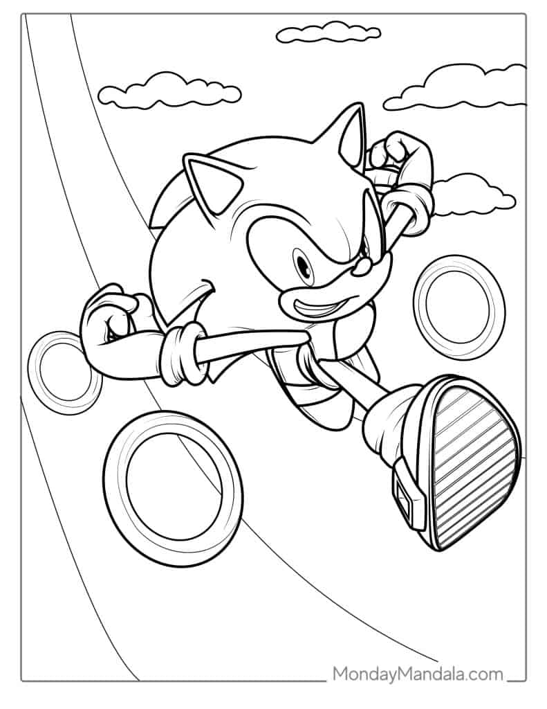 Sonic running coloring pages printable