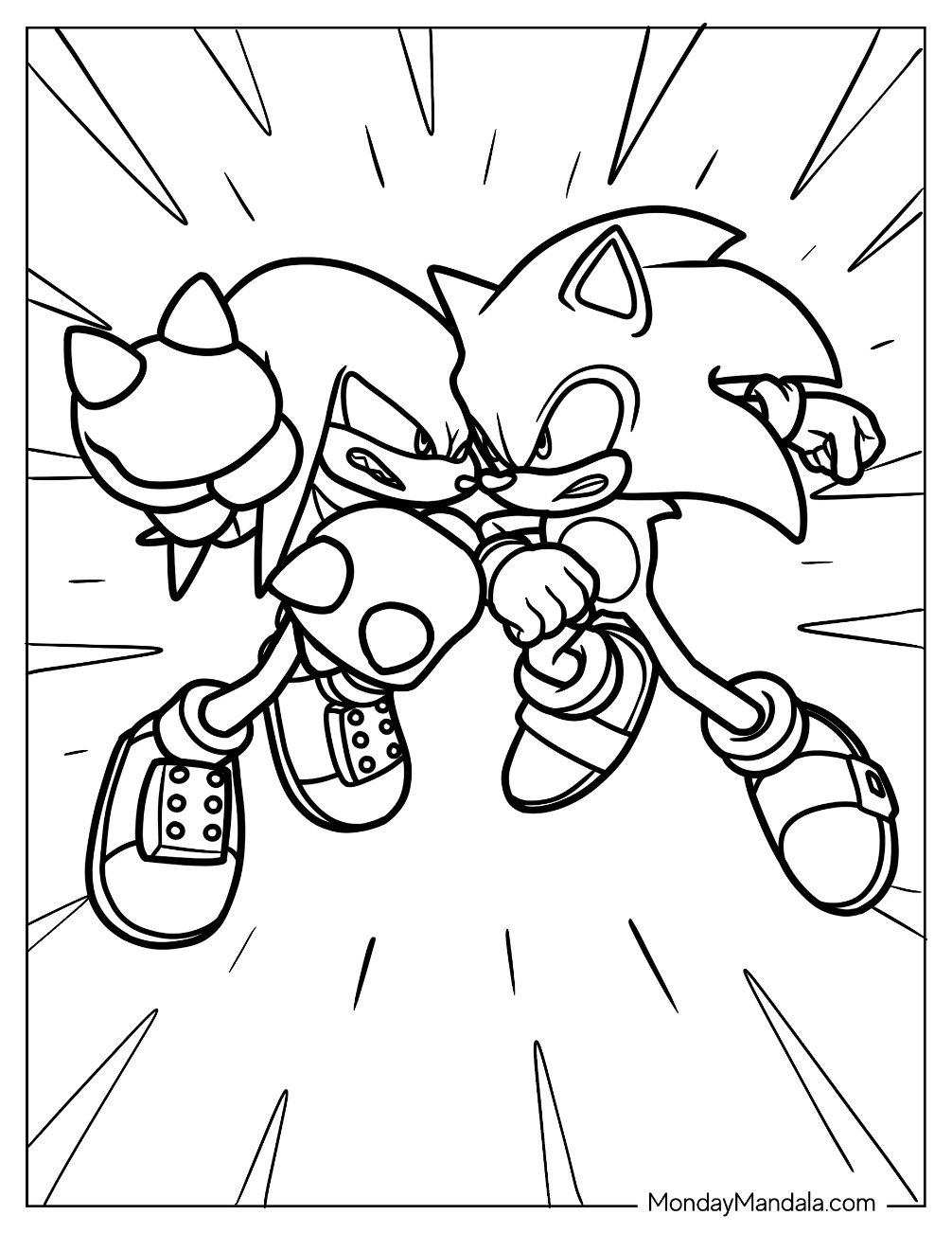 Sonic The Hedgehog Colouring Pages Knuckles Printable Free Templates
