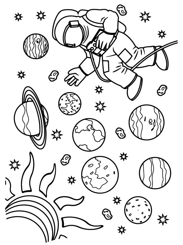 space coloring pages free