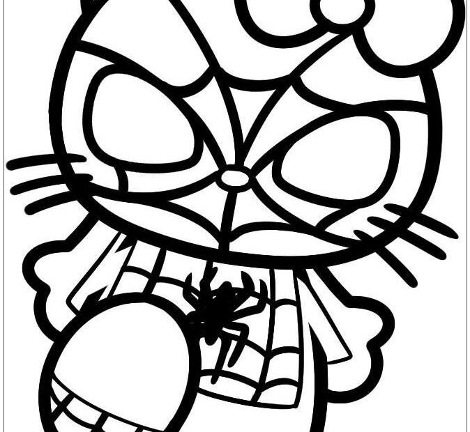 Spider Man Hello Kitty Coloring Pages Cartoons Coloring Pages